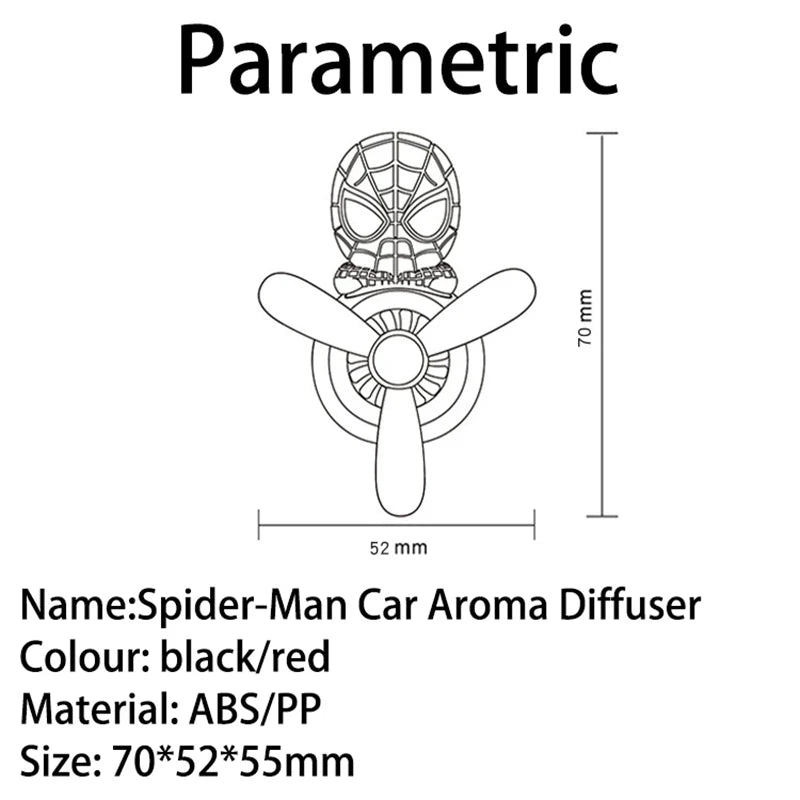 Anime Stitch Car Aromatherapy Accessory Kawaii Spider-Man Car Air Conditioning Port Decoration Rotating Propeller Toys Gifts