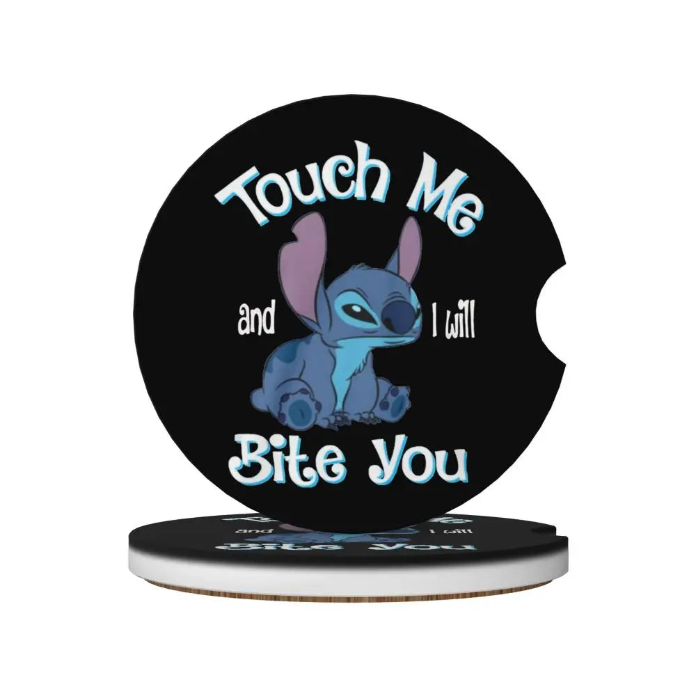 Kawaii Stitch Cartoon Car Cup Coaster 2PCS Universal Cup Holders Embedded in Ornaments Coaster Car Interior Accessories