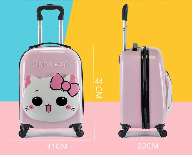 XQ kids travel suitcase 18-inch carry ons luggage trolley case for girls boys gift cabin rolling luggage spinner cute Cartoon