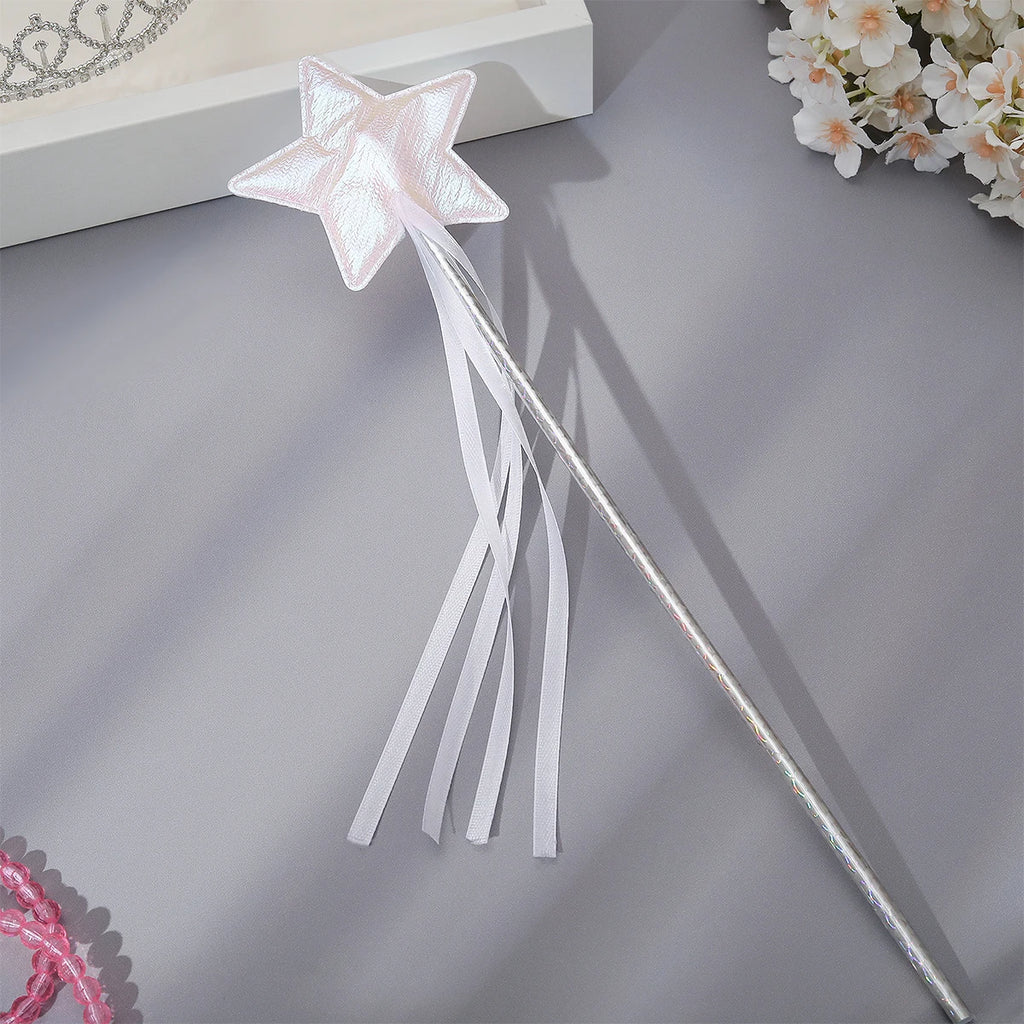 Cosplay party costume props Princess magic wand five-pointed star fairy wand ceremony ribbon stick cat stick 1 set 1 piece.