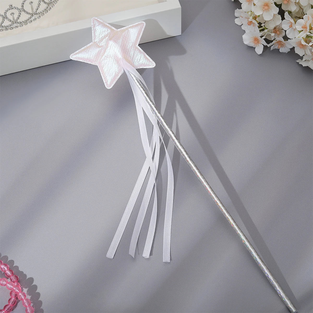 Cosplay party costume props Princess magic wand five-pointed star fairy wand ceremony ribbon stick cat stick 1 set 1 piece.