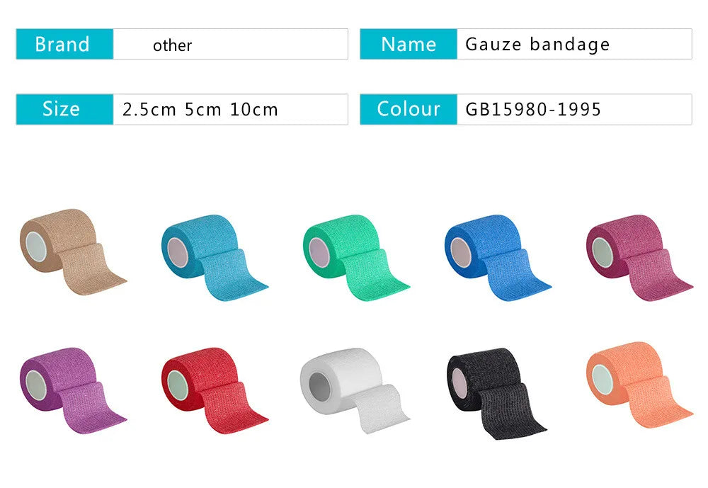 1Roll 2.5/5/10cm*4.5m Gauze Medical Bandage Self-adhesive Breathable Elastic Bandages for Sports Fixing Finger Wrist Leg Tapes