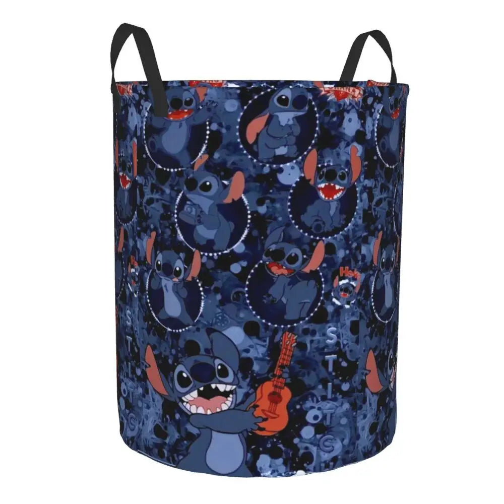 Customized SLilo And Stitch Cartoon Laundry Hamper Large Storage Basket Anime Kids Nursery Toy Organizer