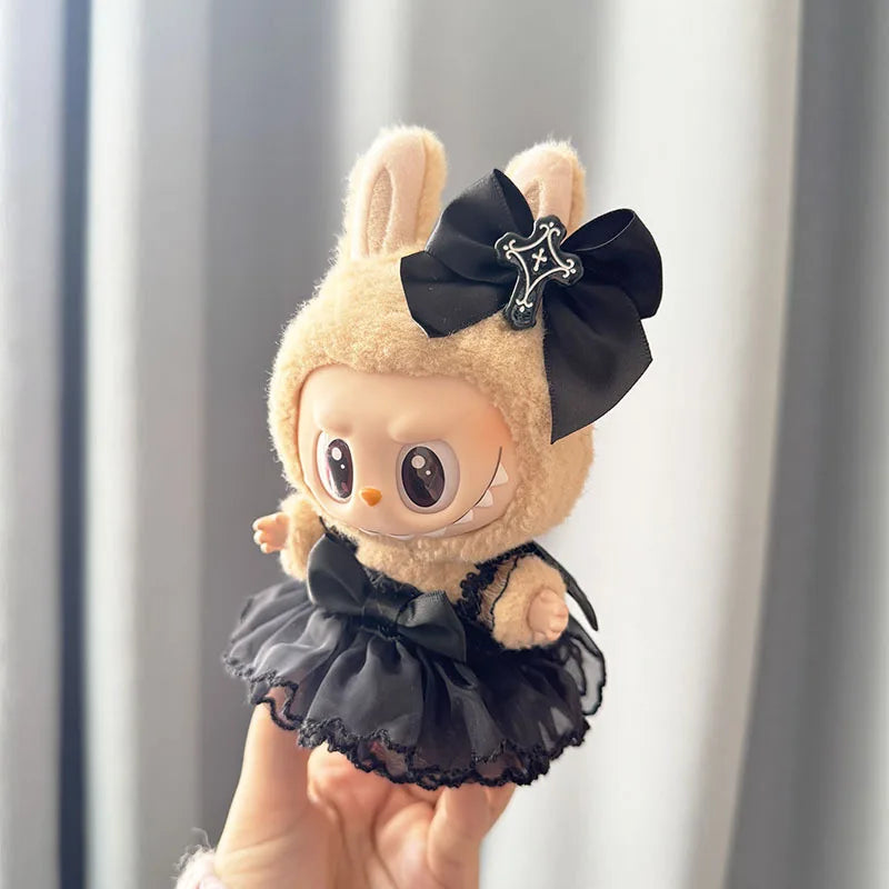 Labubu Clothes Fashion Gothic Style Skirt Labubu Doll Clothes Pendant Little Devil Strap Skirt 15/17cm Plush Doll Universal