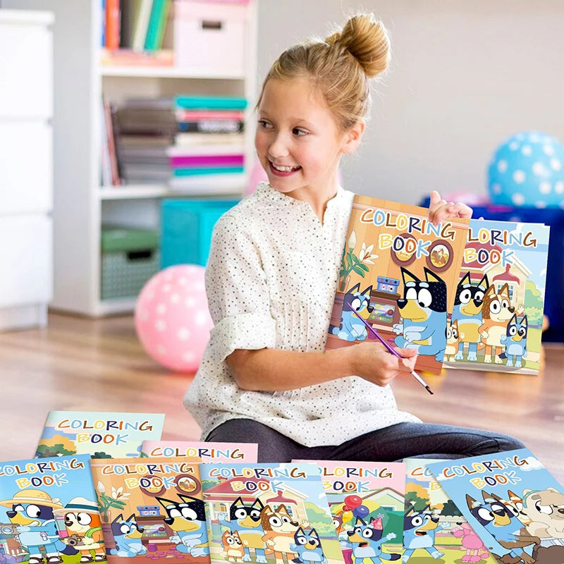 Bluey And Bingo Diy Coloring Drawing Book Anime Cartoon Color Graffiti Painting Book Education Puzzle Toys For Kids