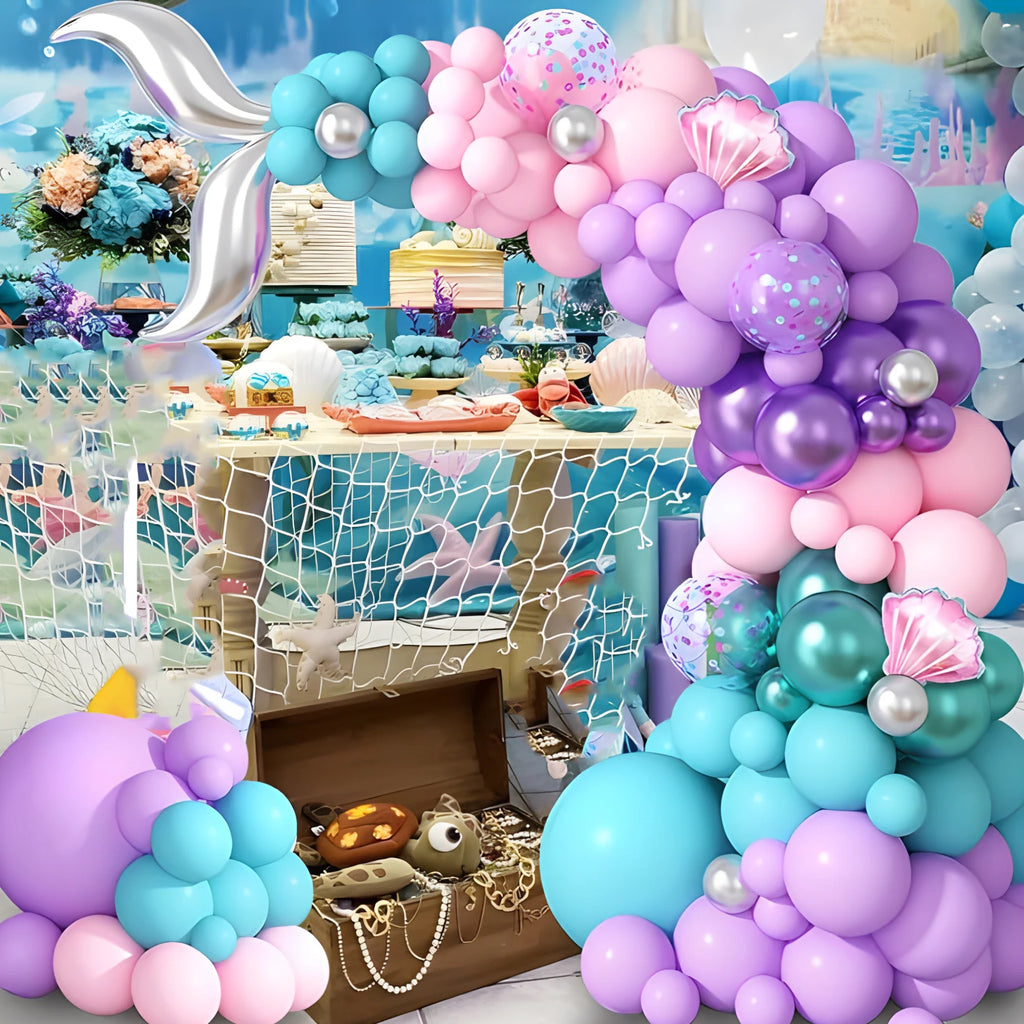 Mermaid birthday decoration Mermaid balloon set, pink and purple girl balloon mermaid birthday party decoration