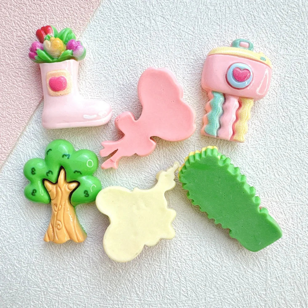 20pc Balloon Camera Fruit Tree Cartoon Resin Charms DIY Cream Gel Hair Clips Scrunchies Phone Case Craft Supplies for Kids Girls