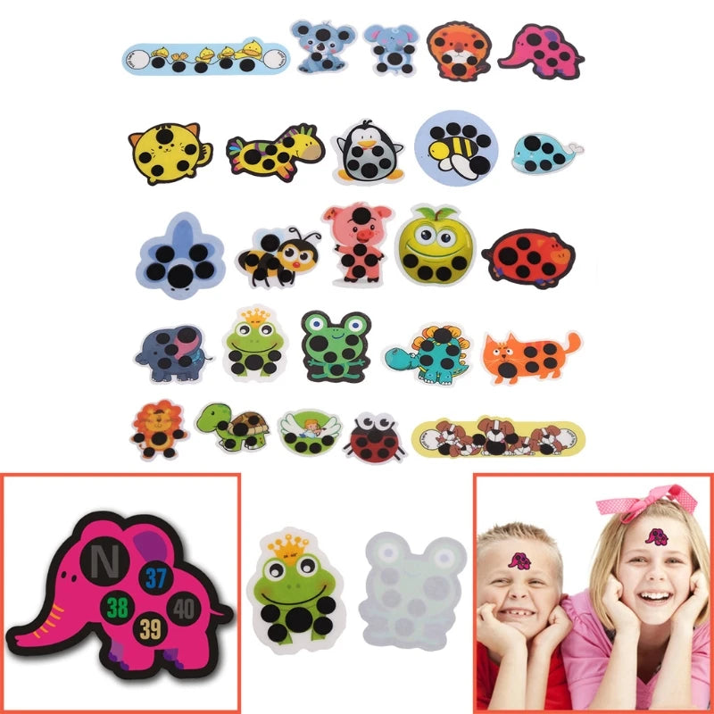 5Pcs Baby Kid Forehead Cartoon for Head  Fever Body Temperature Test Hot Sticker Decal Color-changing