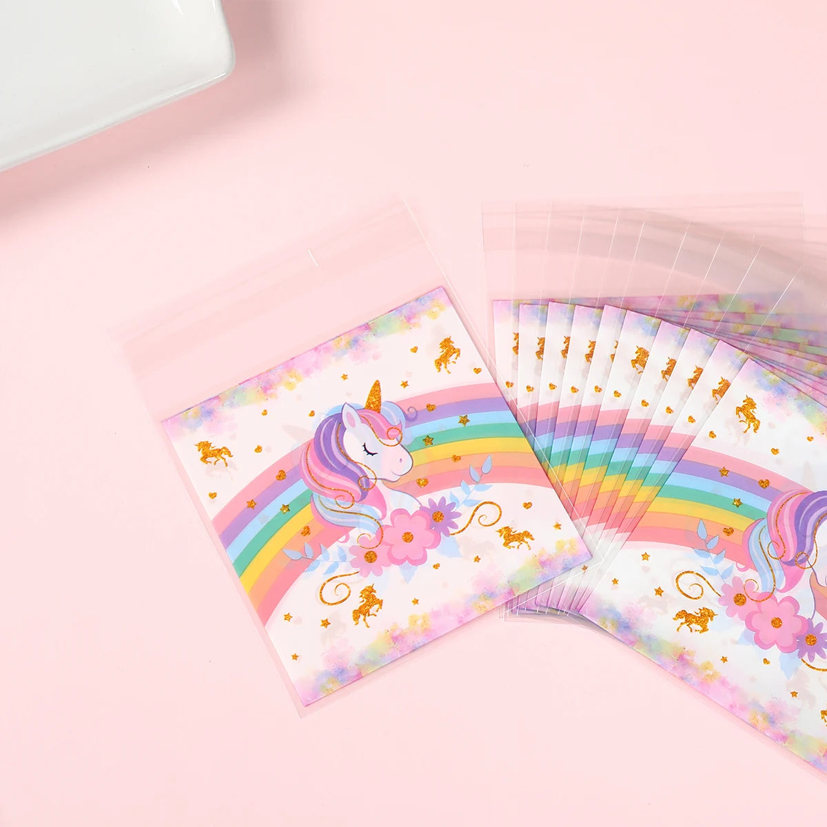 50/100Pcs Unicorn Party Gift Bags Birthday Party Decoration Candy Bags Packaging Bags Baby Shower Kids Favors Party Supplies
