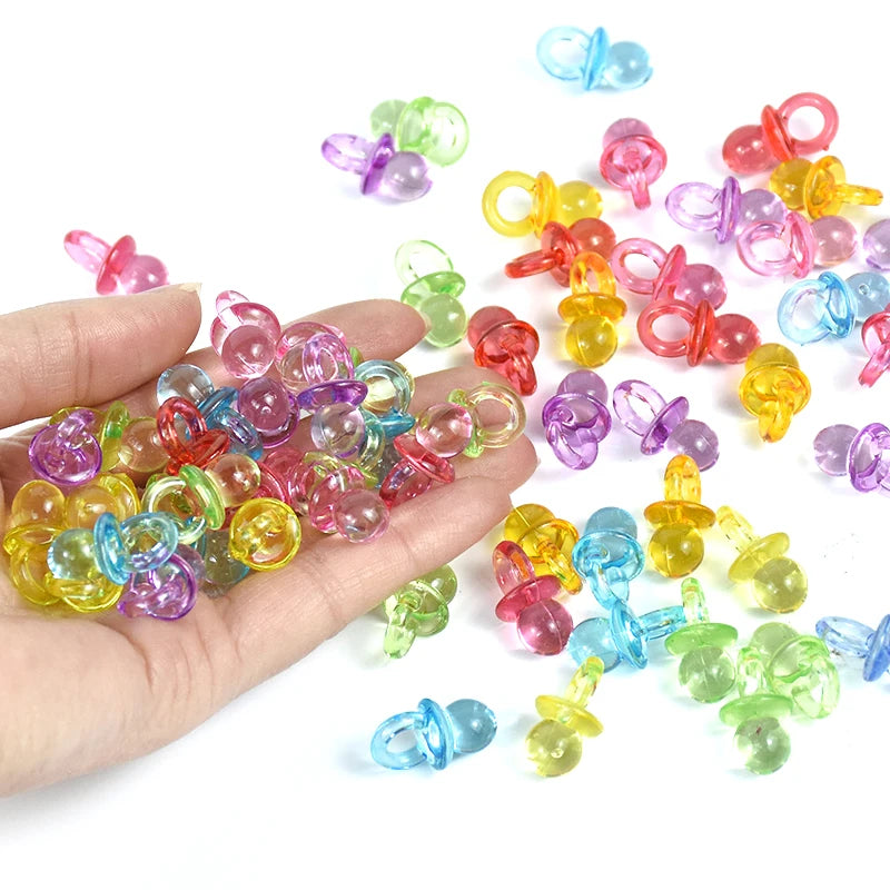 50pcs Mini Acrylic Blue Pink Pacifier Nipple Gender Reveal Table Scatter for Baby Shower Kids Birthday Party Decoration Supplies