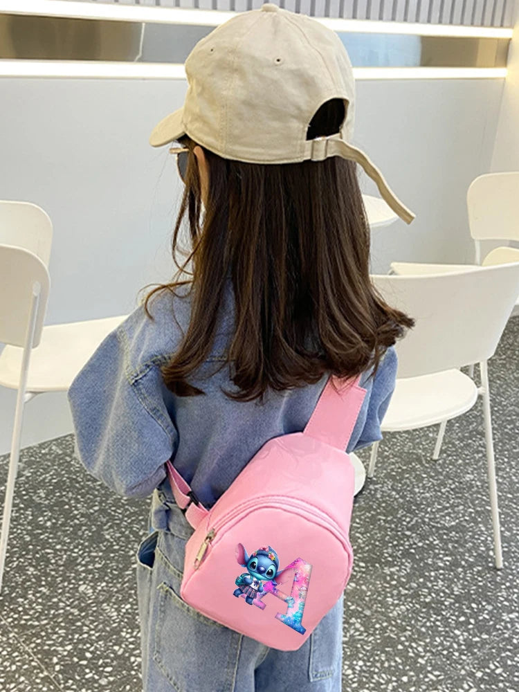 Cartoon Lilo&stitch Pu Chest Bag Mini Outdoor ShoulderBag Boy Girl Satchel Bags Costume Accessories Students Crossbady Bag Purse