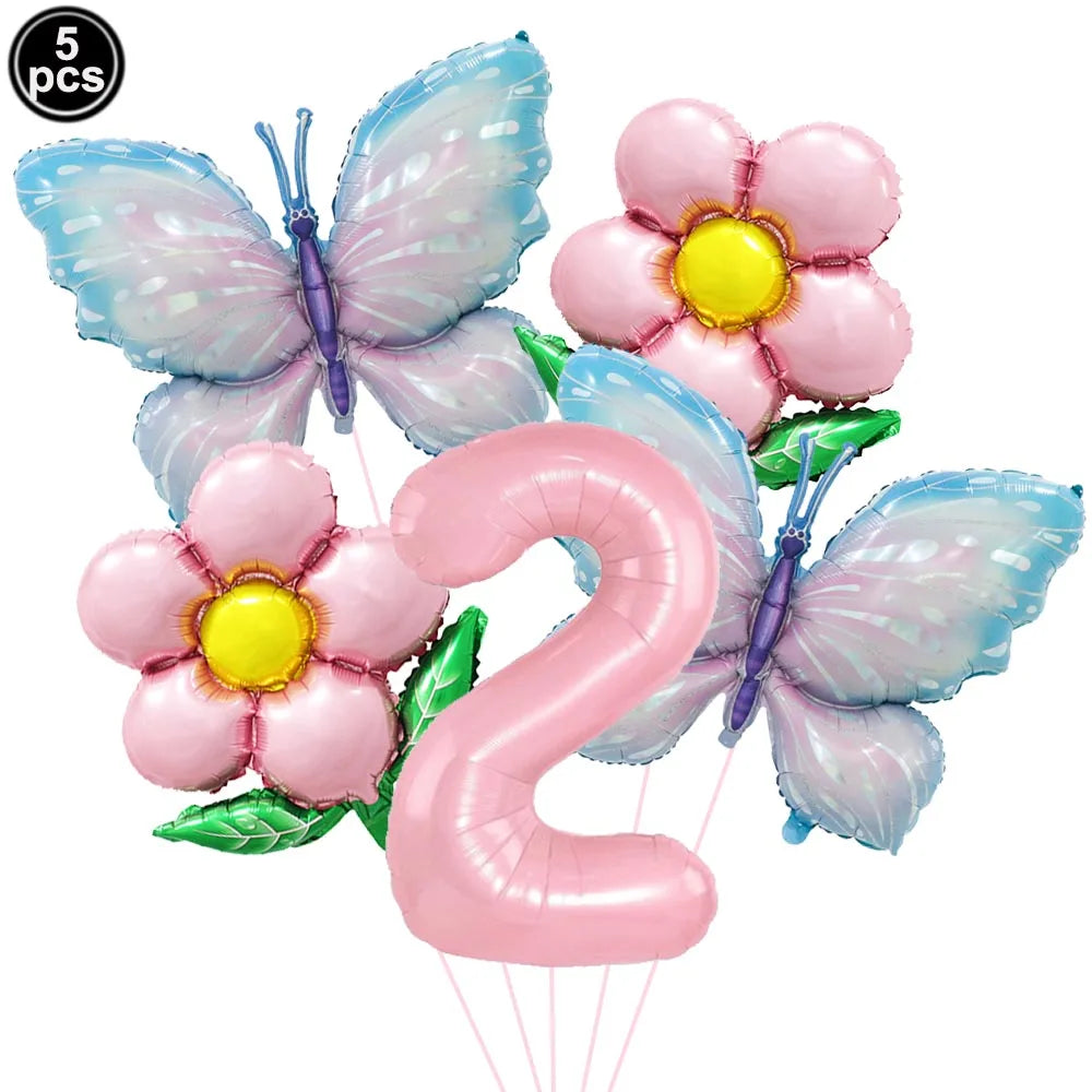 5pcs Colorful Butterfly Foil Balloons Butterfly Balloons Butterfly Themed Balloon Girl Party Birthday Wedding Baby Shower Decors
