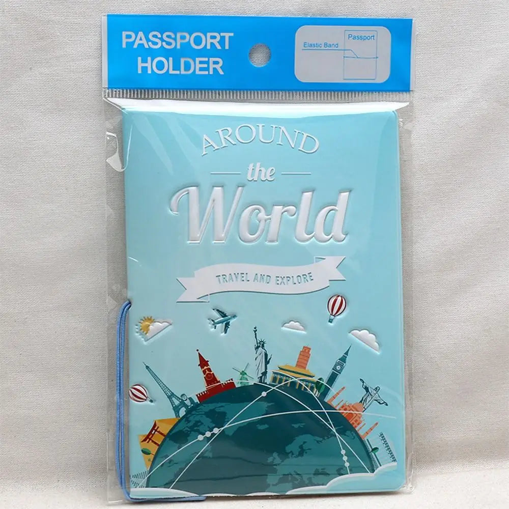 Gift Cartoon Girl Passport Cover PU Waterproof Certificate Protective Sheath Card Holder Multi-function ID Card Holder Unisex