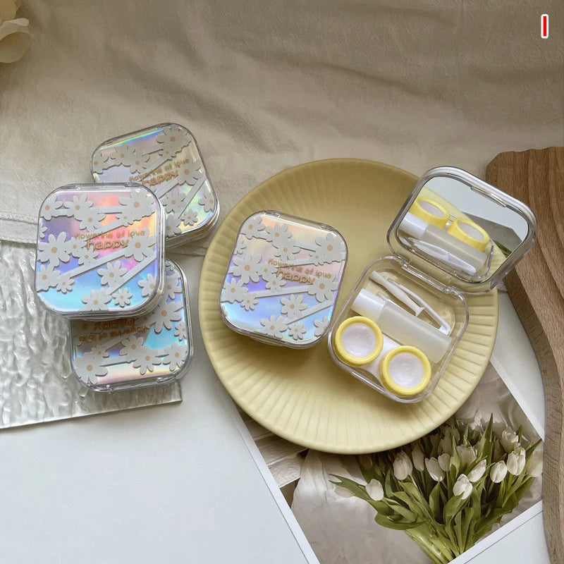 1pcs Cute Mini Contact Lenses Case Kit For Girls Travel Portable Contact Lens Box Contact Lens Storage Container