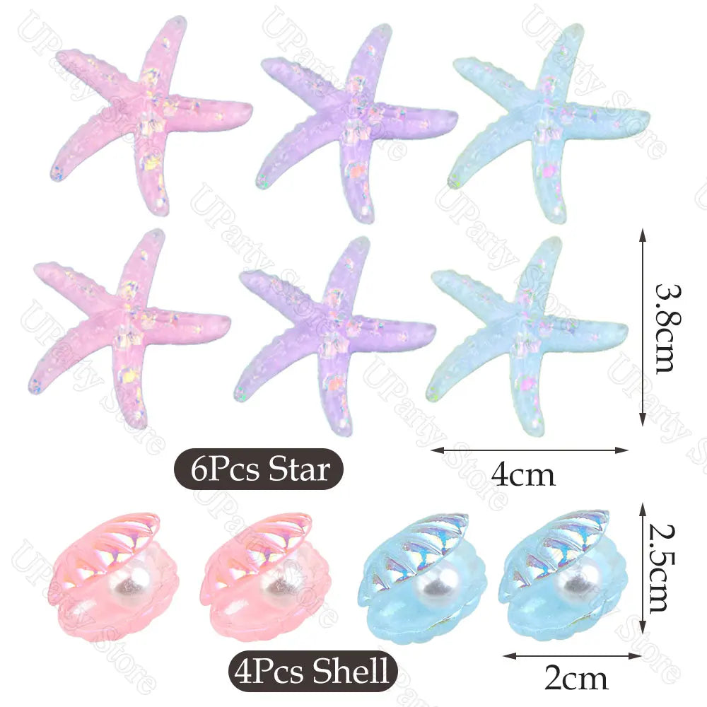 Mermail Cake Decoration Glitter Blue Pink Purple Soft Ceramic Mermail Tail Cake Toppers for Girls Birthday Baby Shower Party Dec