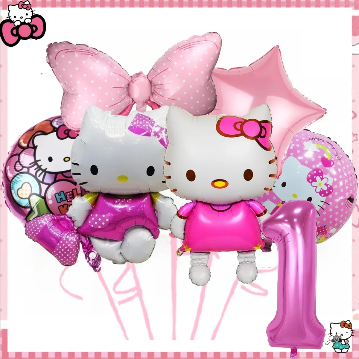 Hello Kitty Birthday Party Decorations Kawaii Cat Tableware Plate Tablecloth Baby Shower DIY stickers Girls Gifts Party Supplies