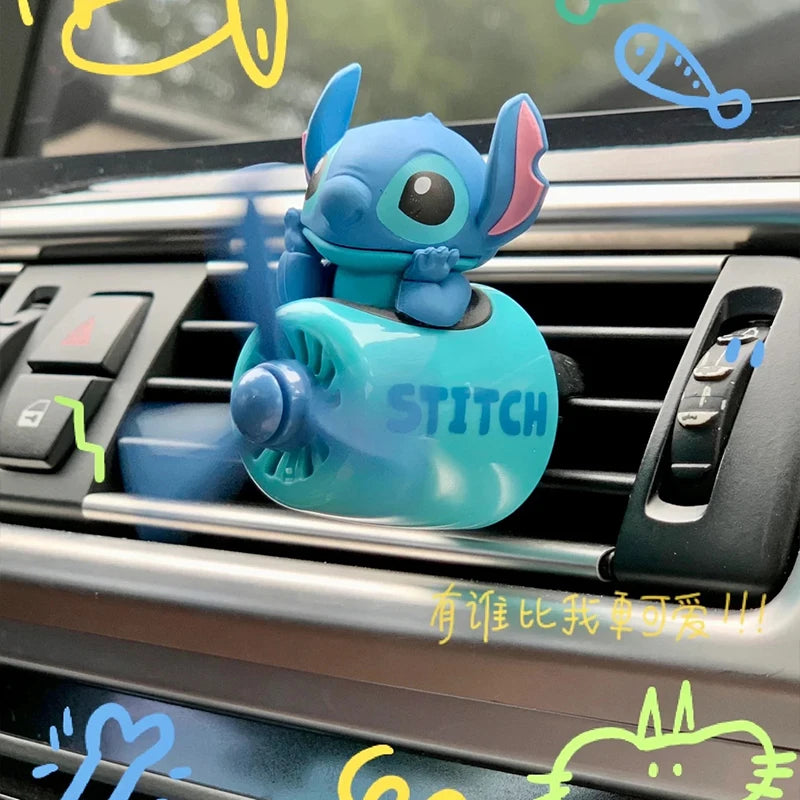 Anime Stitch Car Aromatherapy Accessory Kawaii Spider-Man Car Air Conditioning Port Decoration Rotating Propeller Toys Gifts