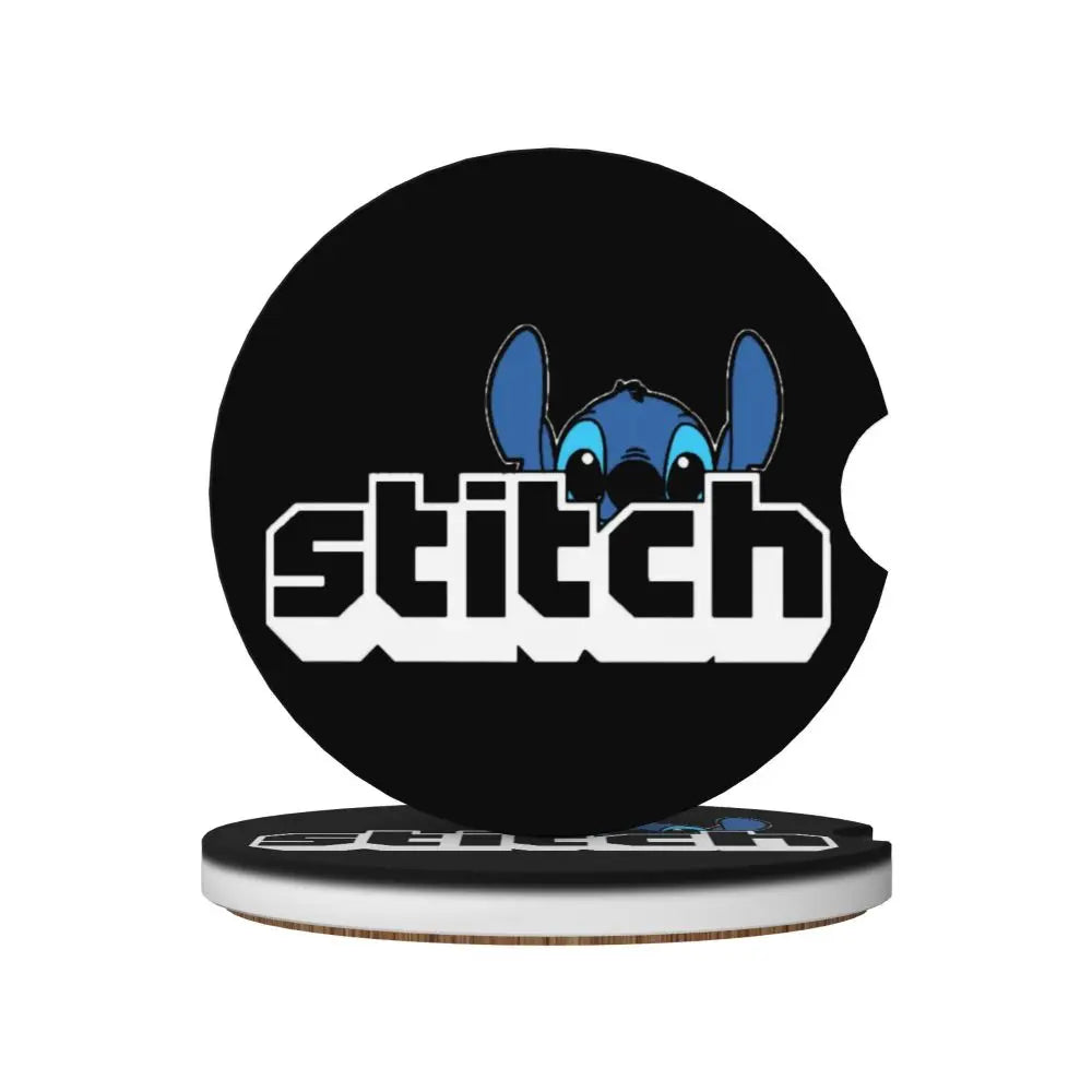 Kawaii Stitch Cartoon Car Cup Coaster 2PCS Universal Cup Holders Embedded in Ornaments Coaster Car Interior Accessories