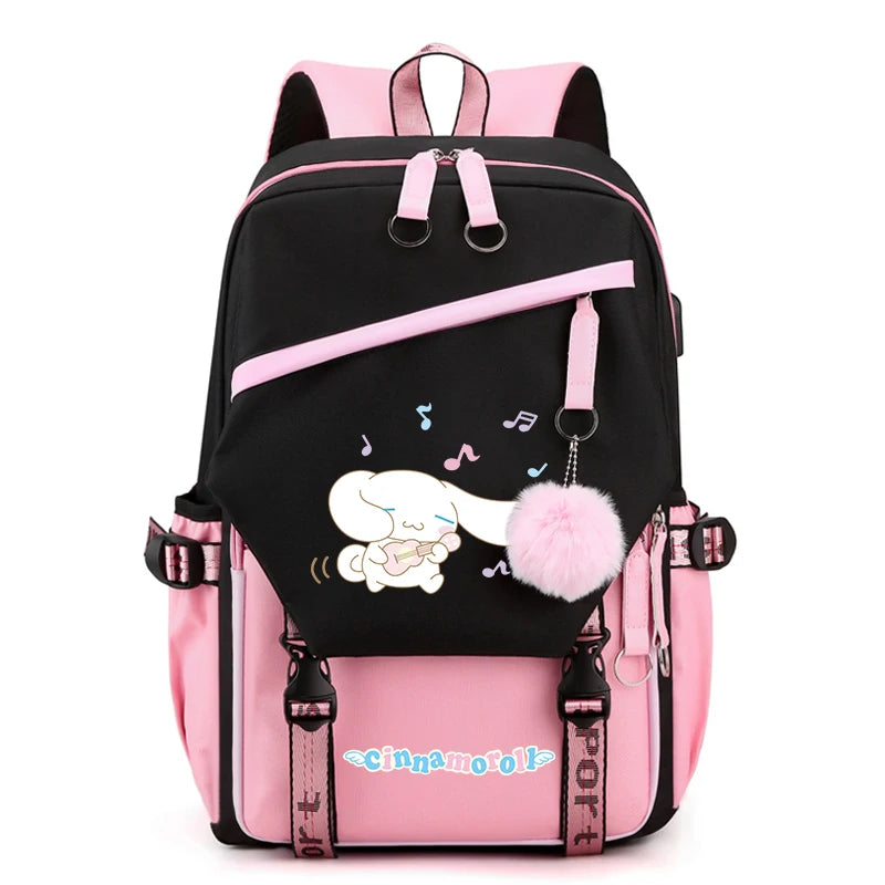 Sanrio Kuromi Cinnamoroll Backpack Teenager Student Rucksack Girl Boy Kids Anime Knapsack Women Cute Cartoon Bag Travel Mochilas