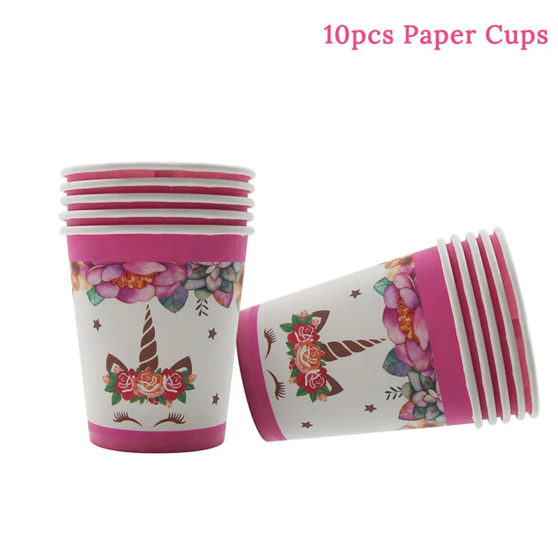 81pcs Unicorn Party Supplies Unicorn Tableware Set Unicorni Paper Cup Plate Napkins Birthday Party Decoration Baby Shower Girl