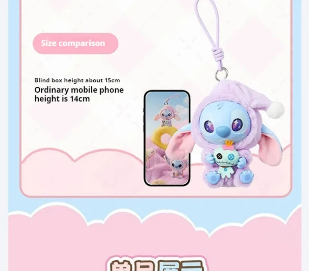 Miniso Stitch Eat Something Before Sleep Series Blind Box Plush Vinyl Toys Cute Doll Replica Mystery Box Bag Pendant Decor Gift