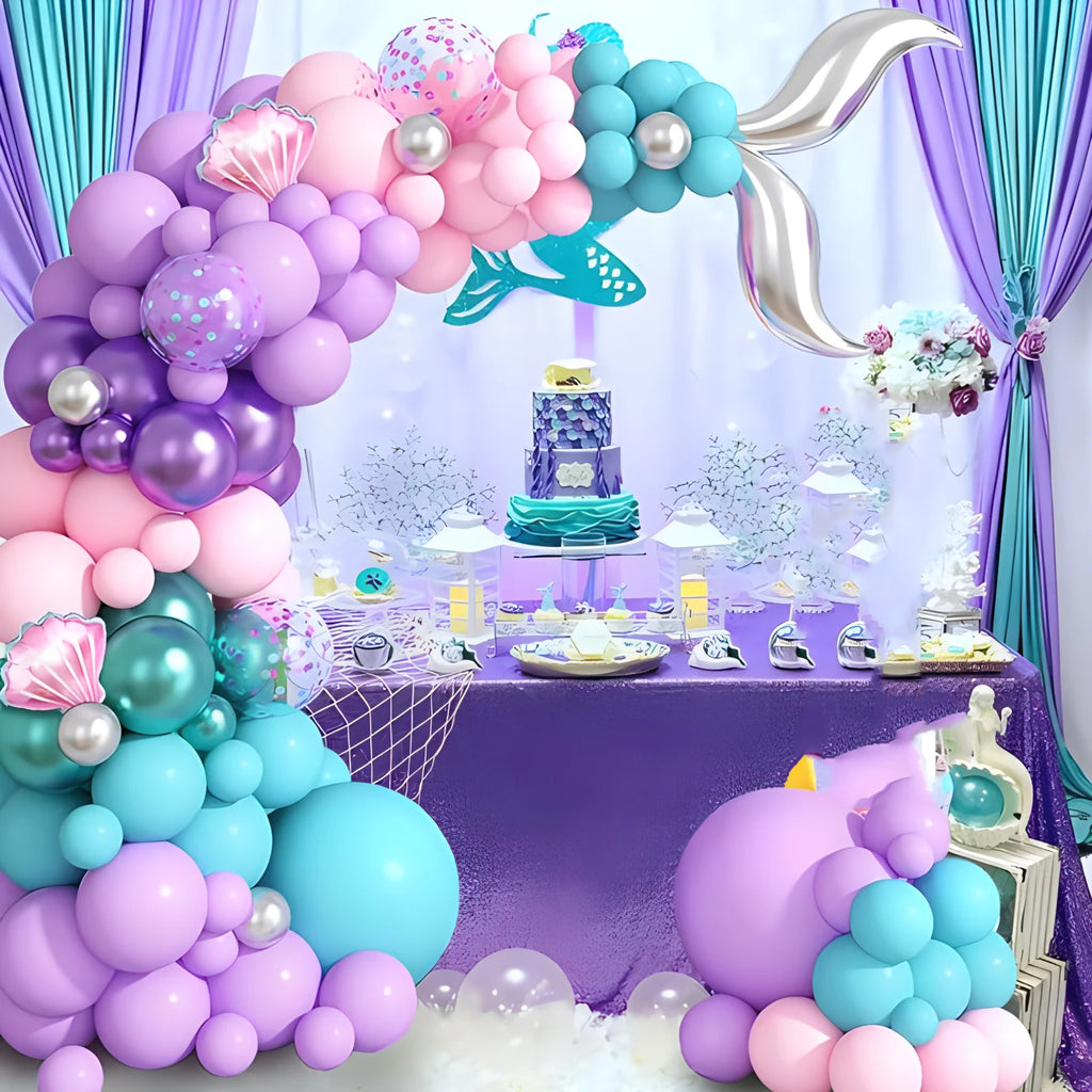 Mermaid birthday decoration Mermaid balloon set, pink and purple girl balloon mermaid birthday party decoration
