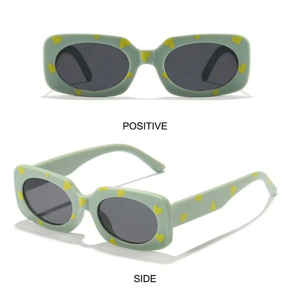 UV400 Heart Print Children Sunglasses Cute 2-8 Years Sun Protection Eyewear Kids Rectangular Sun Glasses