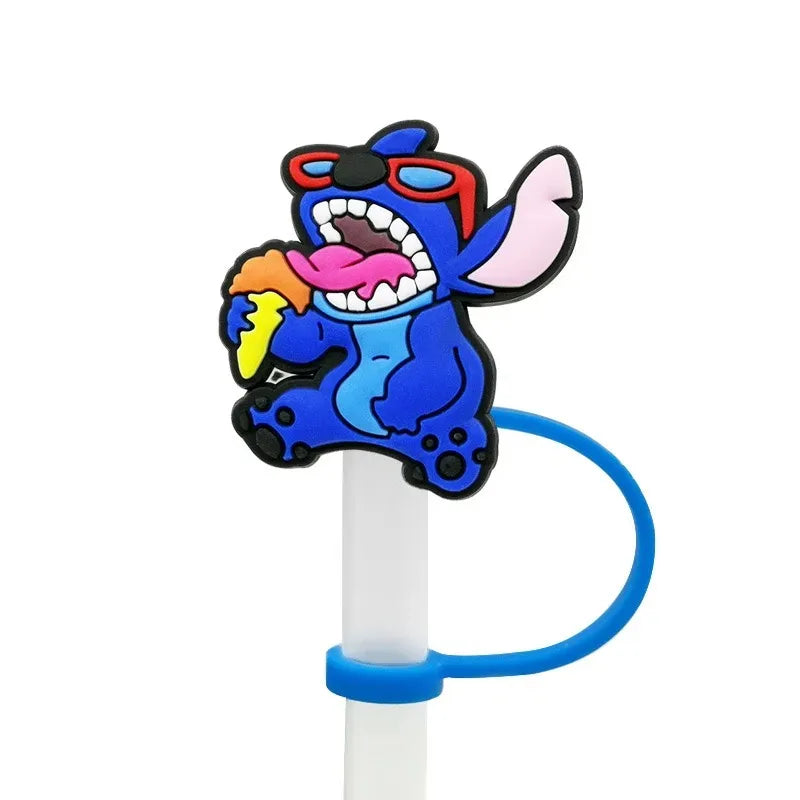 Hot Toys Stitch Straw Cover for Stanley Cup,Straw Topper Compatible with 30&40Oz Tumbler Handle,10mm/0.4in Silicone Straw Cover