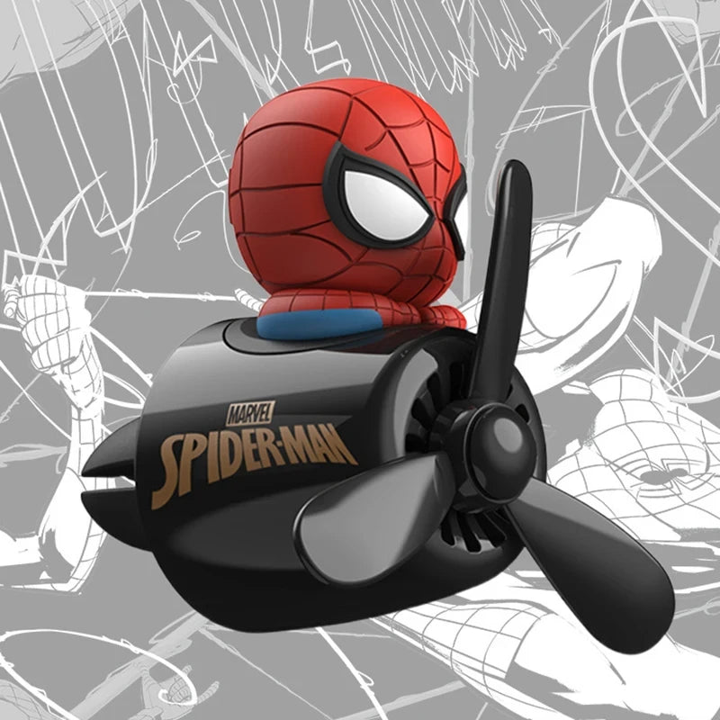 Anime Stitch Car Aromatherapy Accessory Kawaii Spider-Man Car Air Conditioning Port Decoration Rotating Propeller Toys Gifts