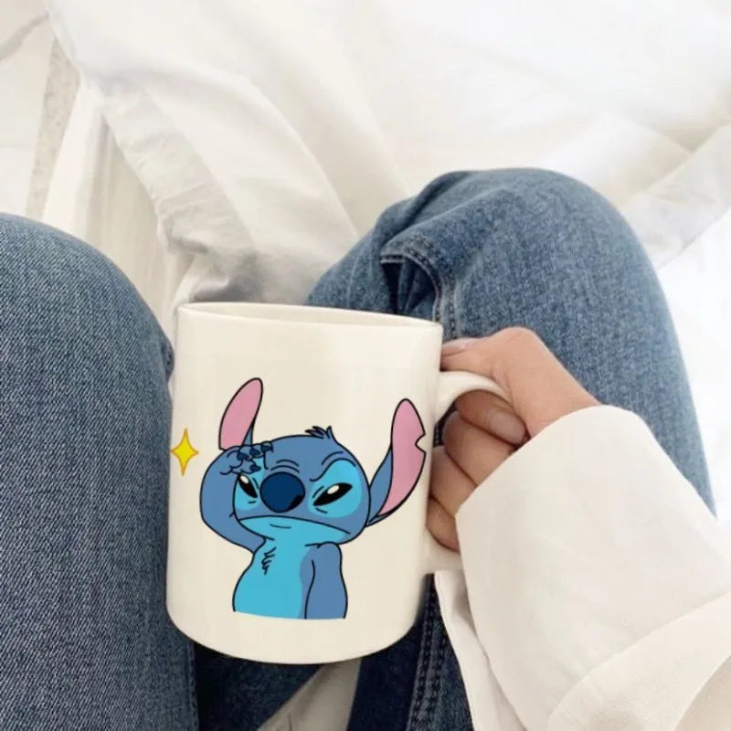 Cute Stitch Ceramic Mug Cartoon Animation Funny Mugs Coffee Cups Child Personality Drinking Cup Friend Birthday Gift