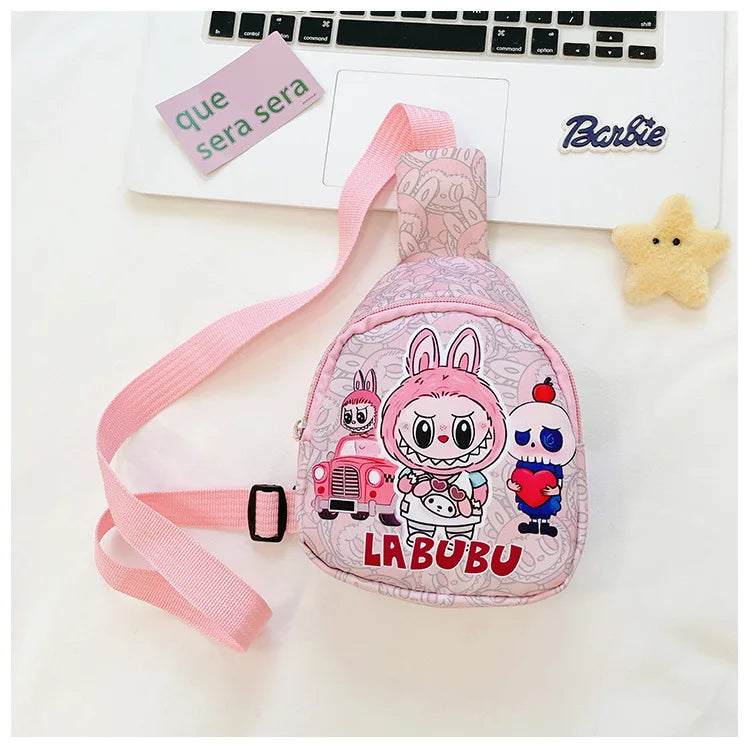 2024 new labubu POPMART LABUBU Children bag chest bag cartoon girl accessories bag trendy new one shoulder crossbody bag gifts
