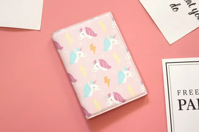 Lovely unicorn girl travel abroad passport bag protective cover waterproof  credit card holder minimalist wallet card wallet