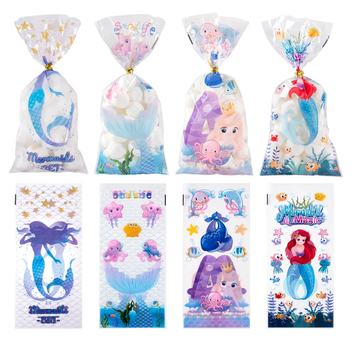 Little Mermaid Party Favors Memmaid Glasses/Tattoo Stickers/Headband/Clap Circle Toy Girls Birthday party gift Decor Baby Shower