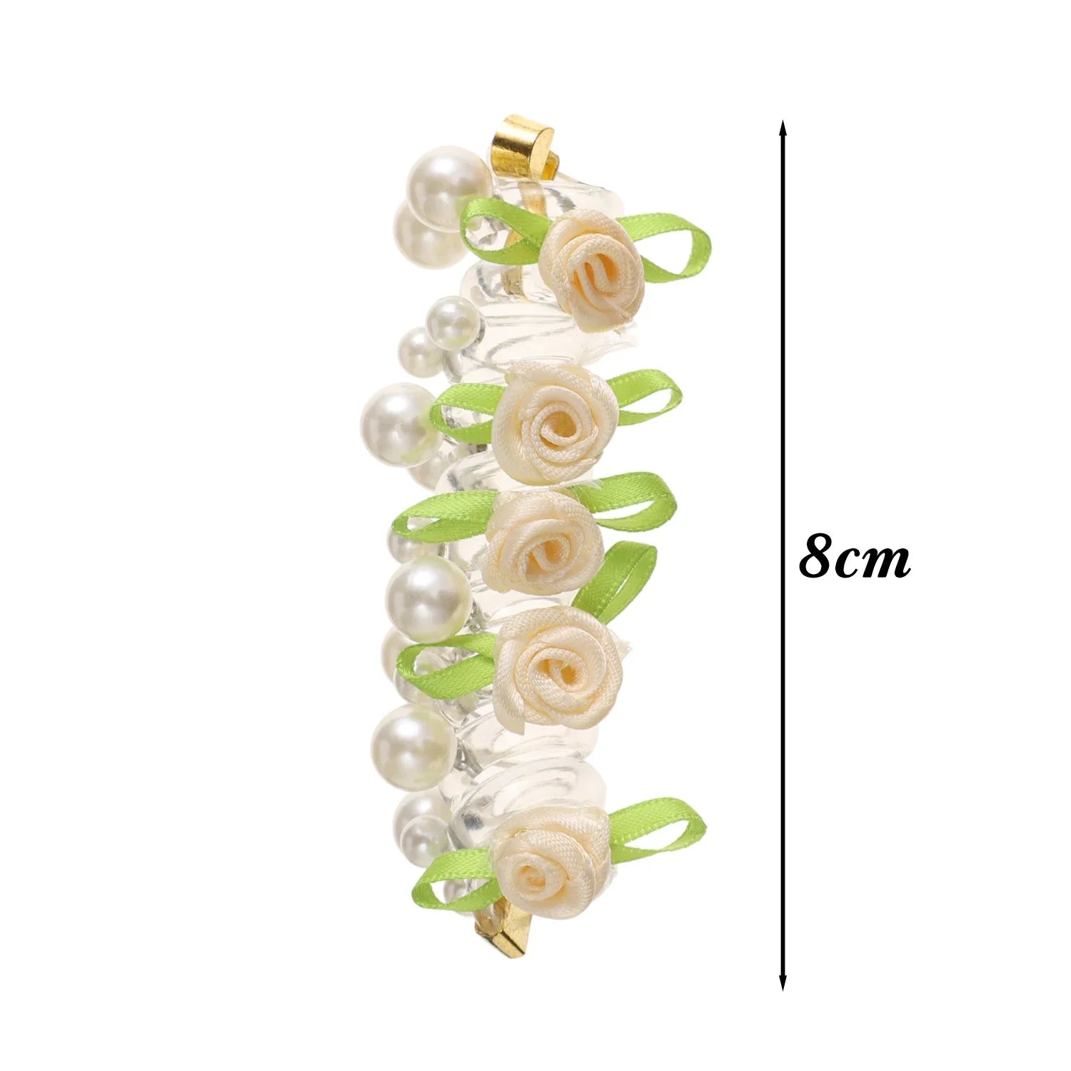 Rose Bead Telephone Line Headband Charming Tied Ponytail Braid Hair Rope Headband High Elasticity Rubber Band Pearl Headwears