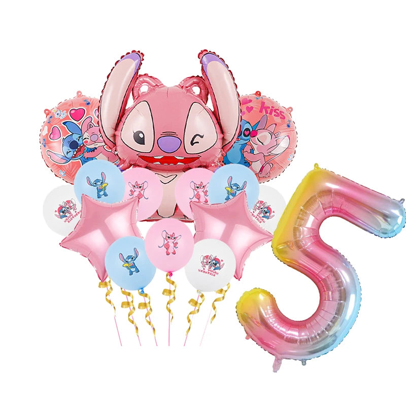 Lilo & Stitch Birthday Decorations Pink Girls Paper Cups Plates Napkins Cake Topper Tableware Set Balloons Decor Party Supplies