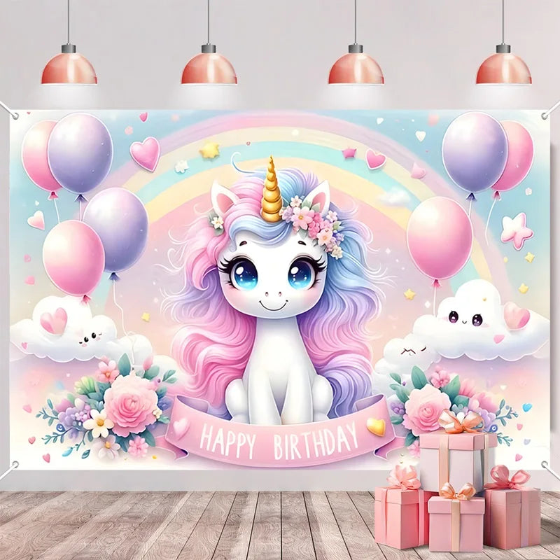 Rainbow Unicorn Disposable Tableware Happy 1st Birthday Party Decorations Kids Unicorn Theme Wedding Baby Shower Girls Supplies