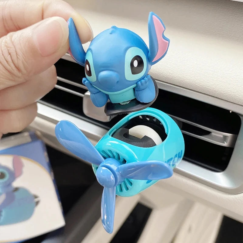 Anime Stitch Car Aromatherapy Accessory Kawaii Spider-Man Car Air Conditioning Port Decoration Rotating Propeller Toys Gifts