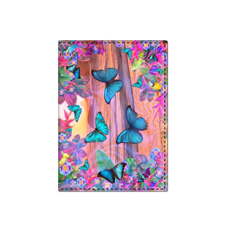 Beautiful Butterfly Passport Cover Girls Flower Travel Passport Holder PU Leather Women Credit Card Wallet Ticket Bag Passports