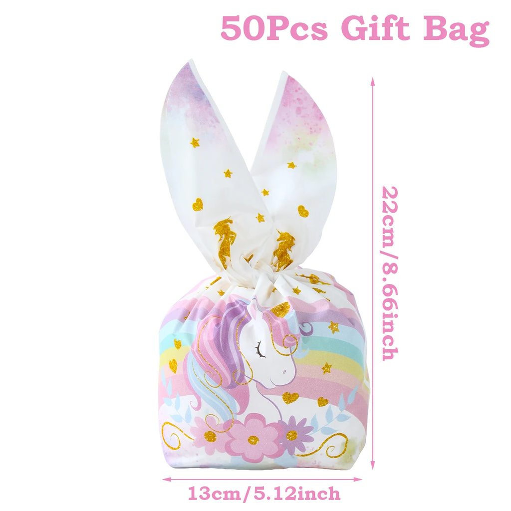 Rainbow Unicorn Handbag Candy Bag Happy 1st Birthday Party Decorations Kids Favors Gift Unicorn Box Baby Shower Girls Supplies