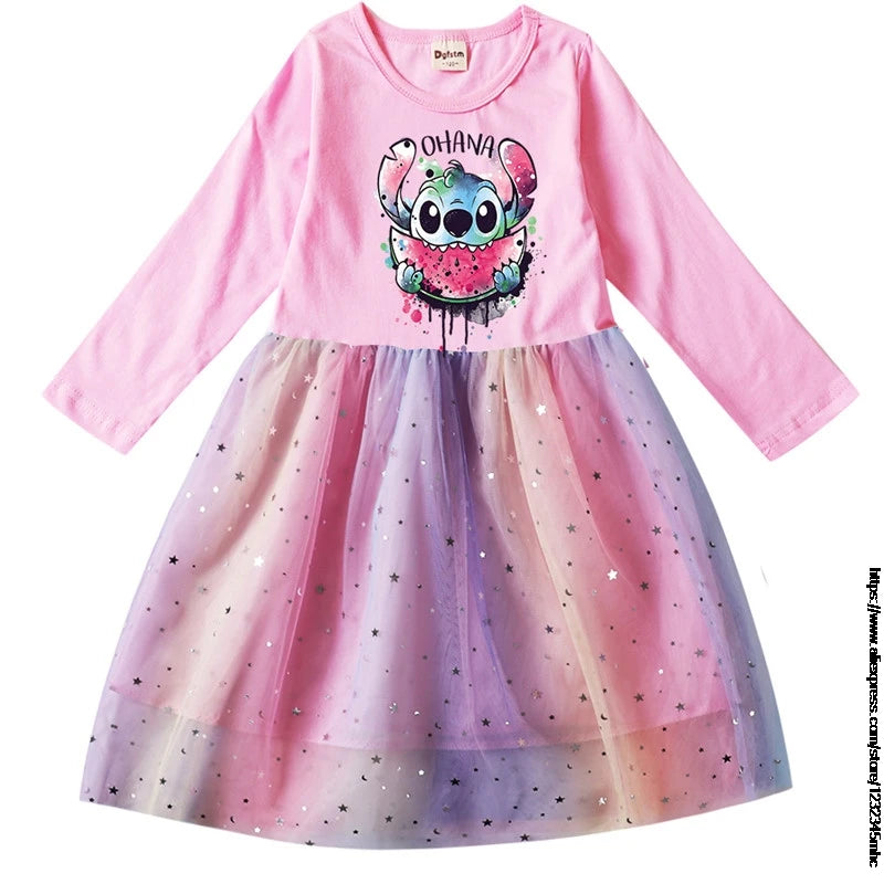 Spring Summer New Children Day Girl Dress Cosplay Costume For Lilo And Stitch Girl Lace Party Birthday Pincess Children Clothing