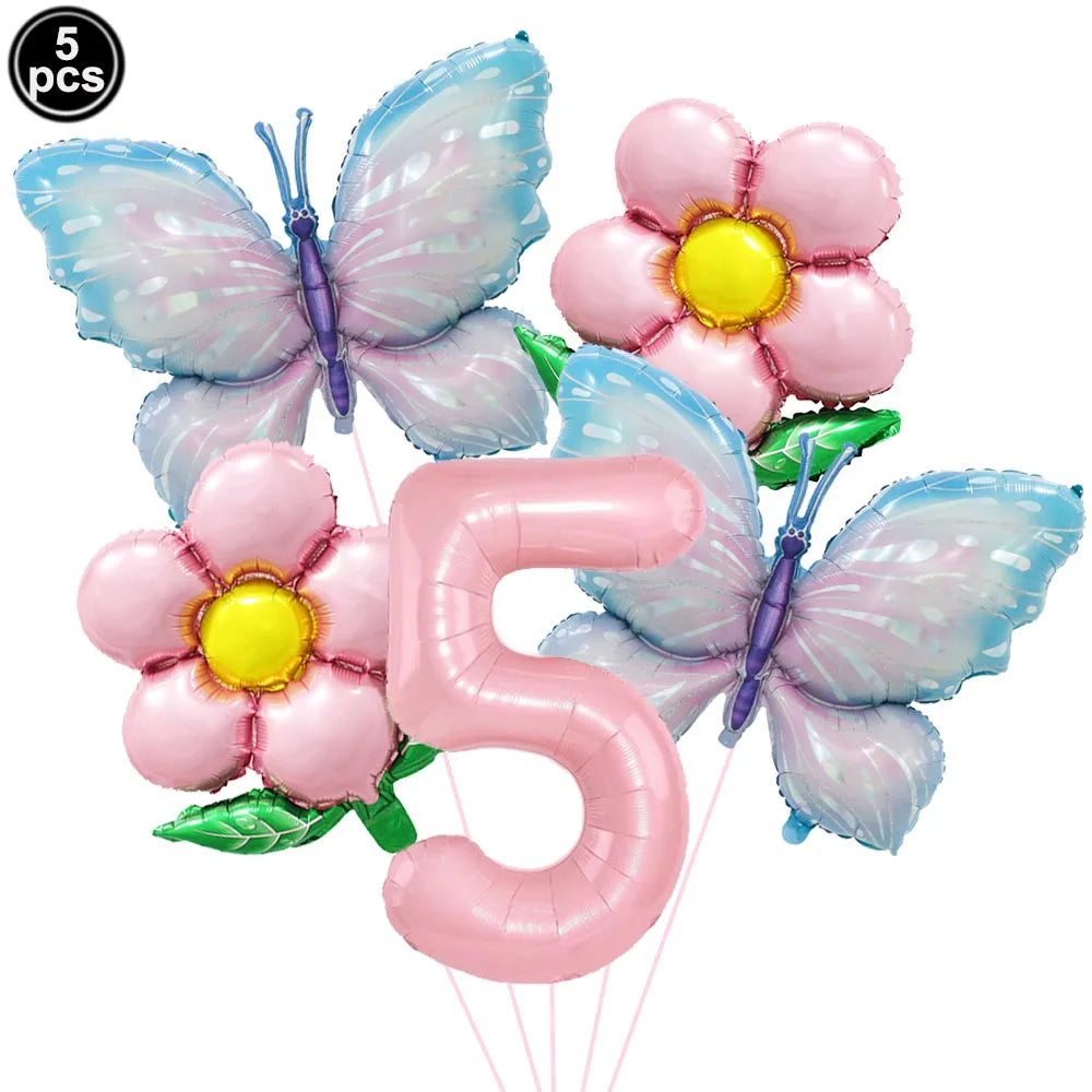 5pcs Colorful Butterfly Foil Balloons Butterfly Balloons Butterfly Themed Balloon Girl Party Birthday Wedding Baby Shower Decors