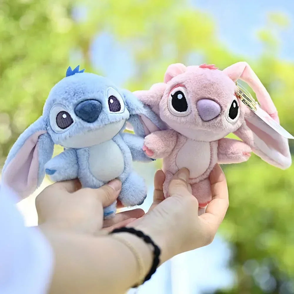 Kawaii Stitch Plush Keychain Toy Lovely Lilo & Stitch Doll Angel Plushies Cute Stuffed Bag Pendant Girls Birthday Gift