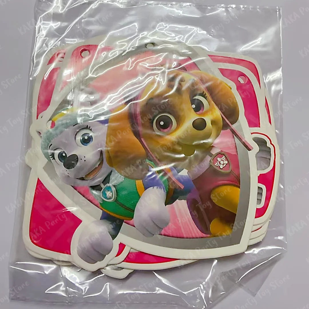 Skye Paw Patrol Theme Birthday Bunting Garlands Children Baby DIY Party Banners Decoration Girls Partys Supplies Hanging Decor