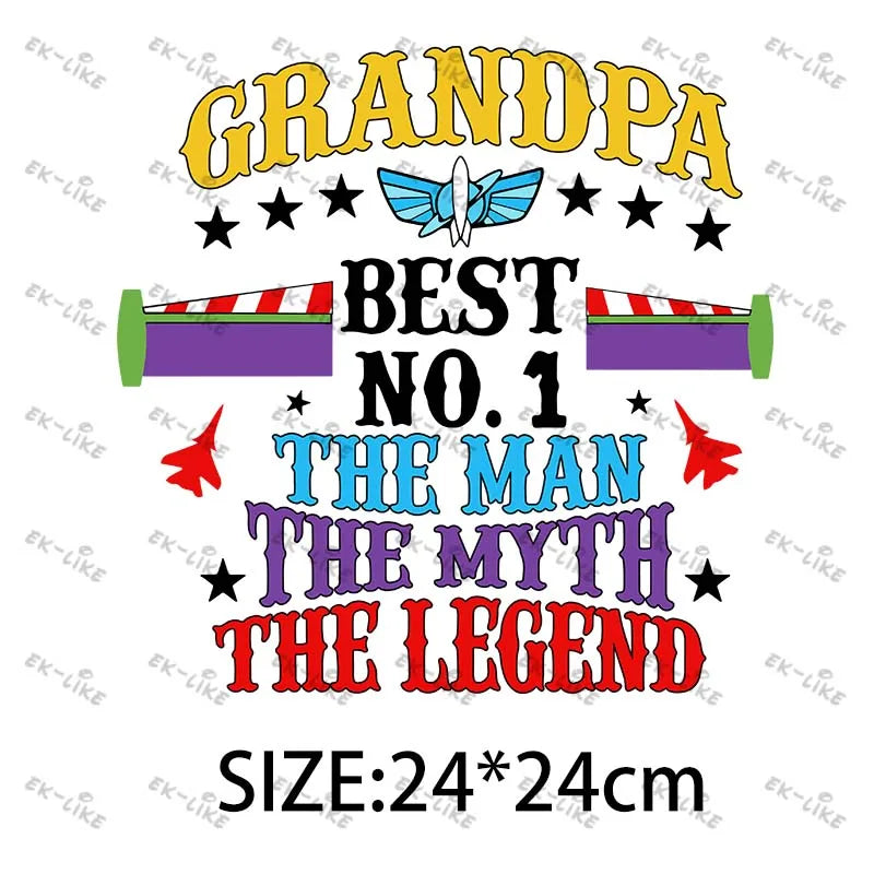 Dad Squad King Lion Toy Story Mickey Stitch Happy Father's Day Iron on Picture on Clothes Strong viscosity Diy Craft