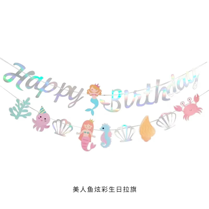 Mermaid Party Supplies Mermaid Tableware Set Shell Paper Plate Cup Napkin Little Mermaid Birthday Party Decoration Baby Shower