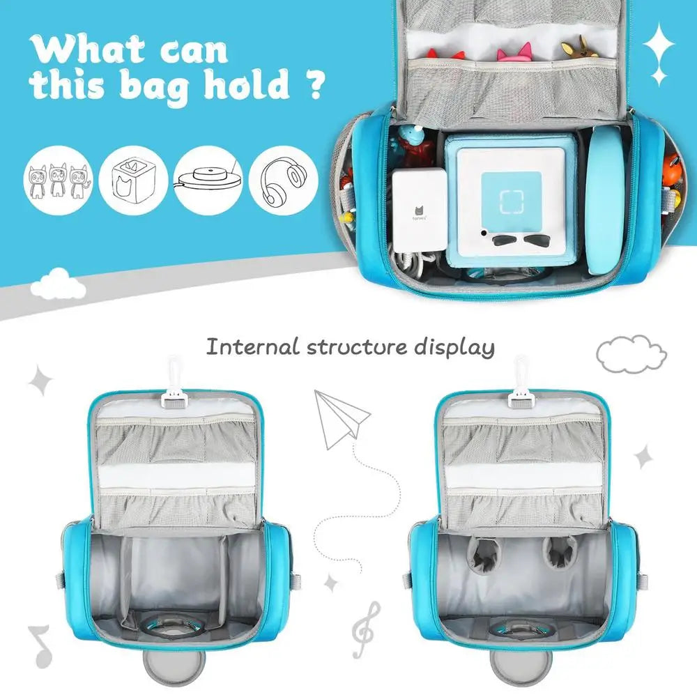 Musical Toy Storage Bag Portable Carrying Bag for Toniebox Audio Player Carrying Box for Kids Doll Headphone Charging Station