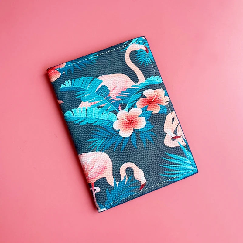 Flower and Plants Passport Cover PU Leather Travel Passport Holder for Girls Business Card Case Plane Ticket Card Holders Women