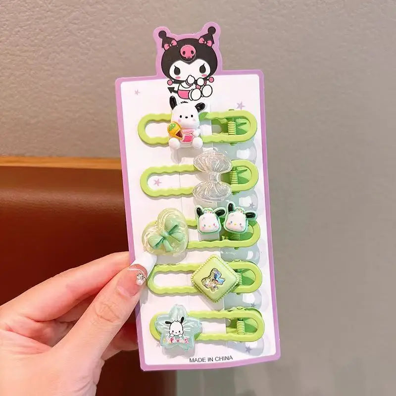 Sanrio Kids Hair Clips Set Cartoon Barrettes for Girls Soft Hairpins with 3D Charm Non-Slip Side Bangs Clips Hair Accessories
