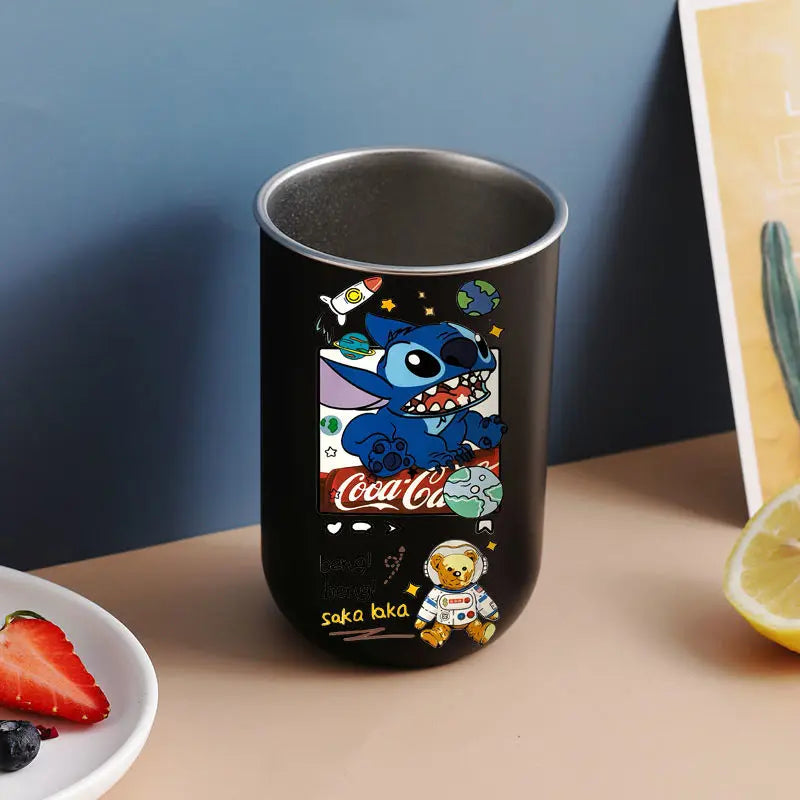 New Lilo & Stitch Cartoon Animation Creative Stainless Steel Mouthwash Cup Fashionable Personality High-Looking Toothbrush Cup