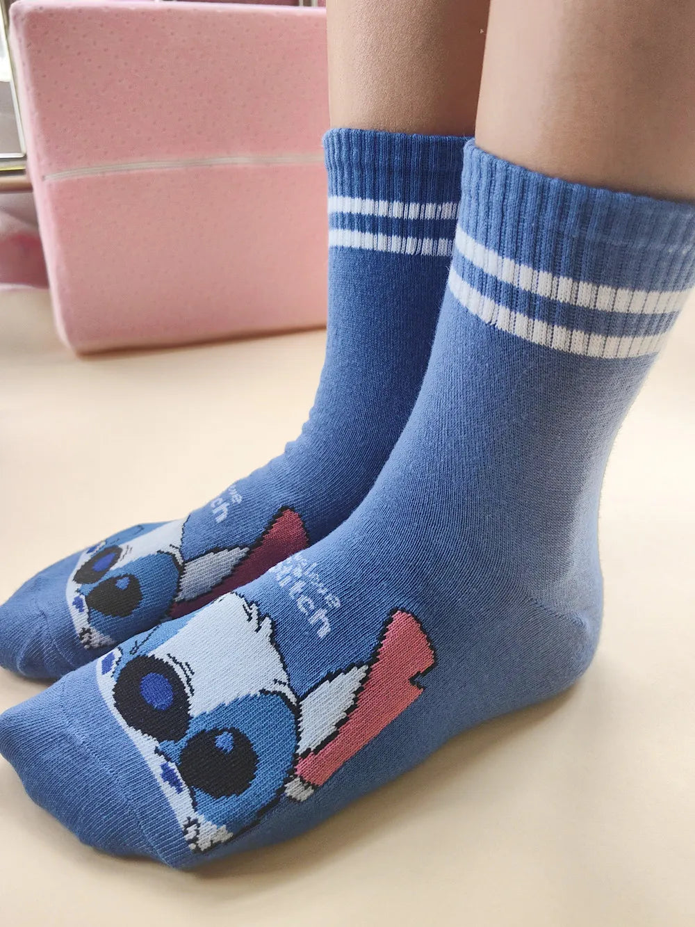 Diseny Stitch Cartoon Long Woman Socks Stitch Kawaii Men Socks Creative Skateboard socks Fashion knee-high Socks Size 37-45